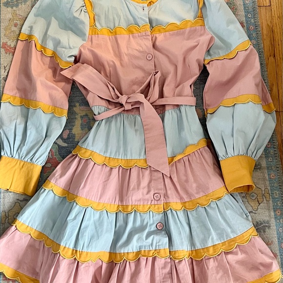 TCEC Dresses & Skirts - TCEC Light Blue Dress with Yellow Scallop Trim